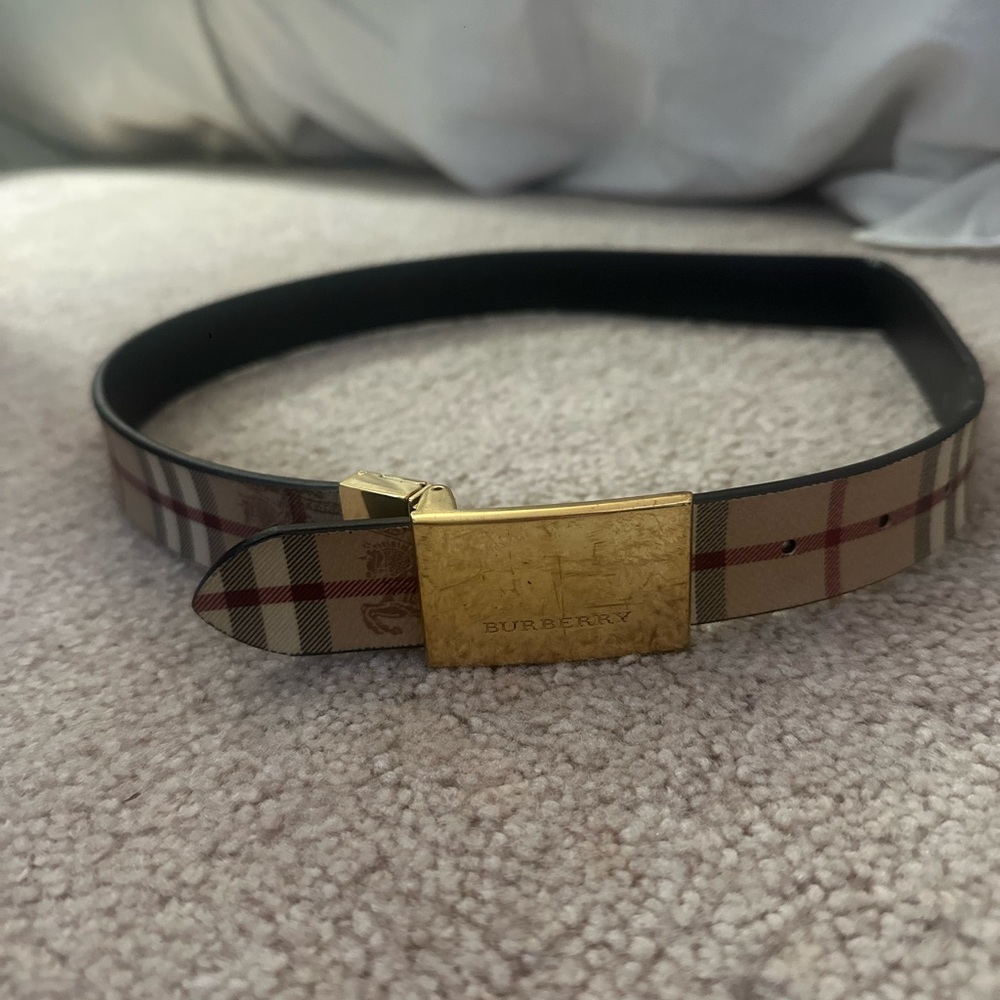 Burberry Tan and Gold womens belt size 32